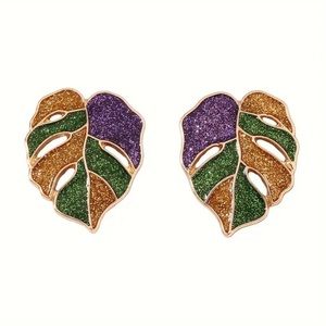 Mardi Gras Leaf Earrings